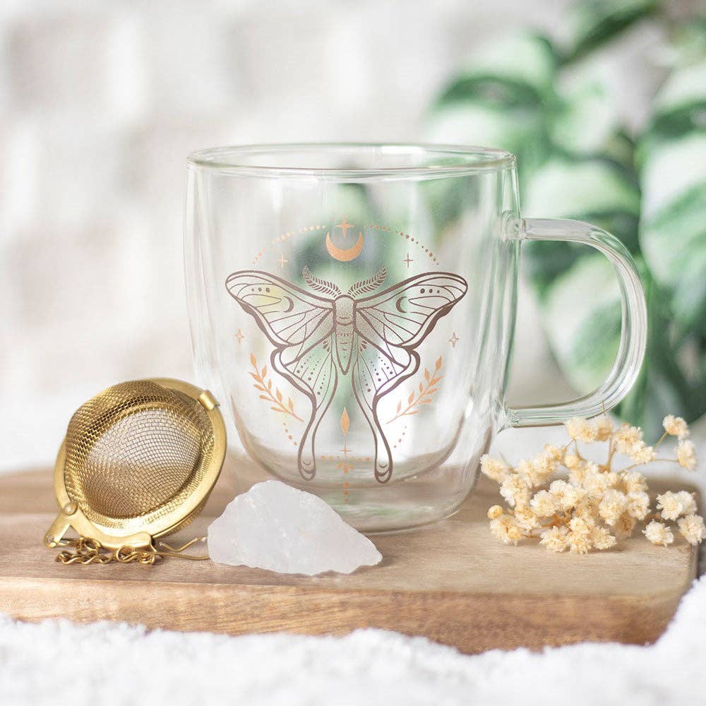 Luna Moth Glass Mug with Crystal Tea Infuser
