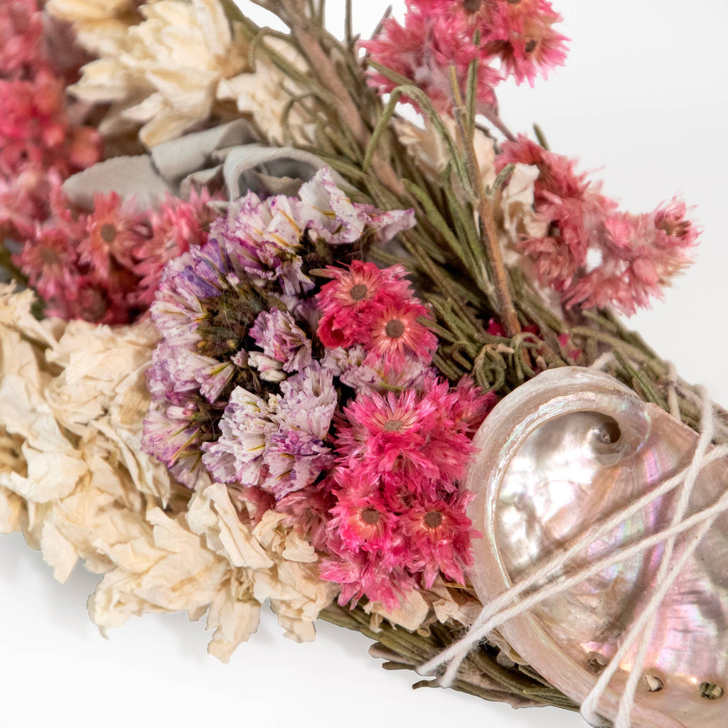 Floral Smudge Wand with Shell