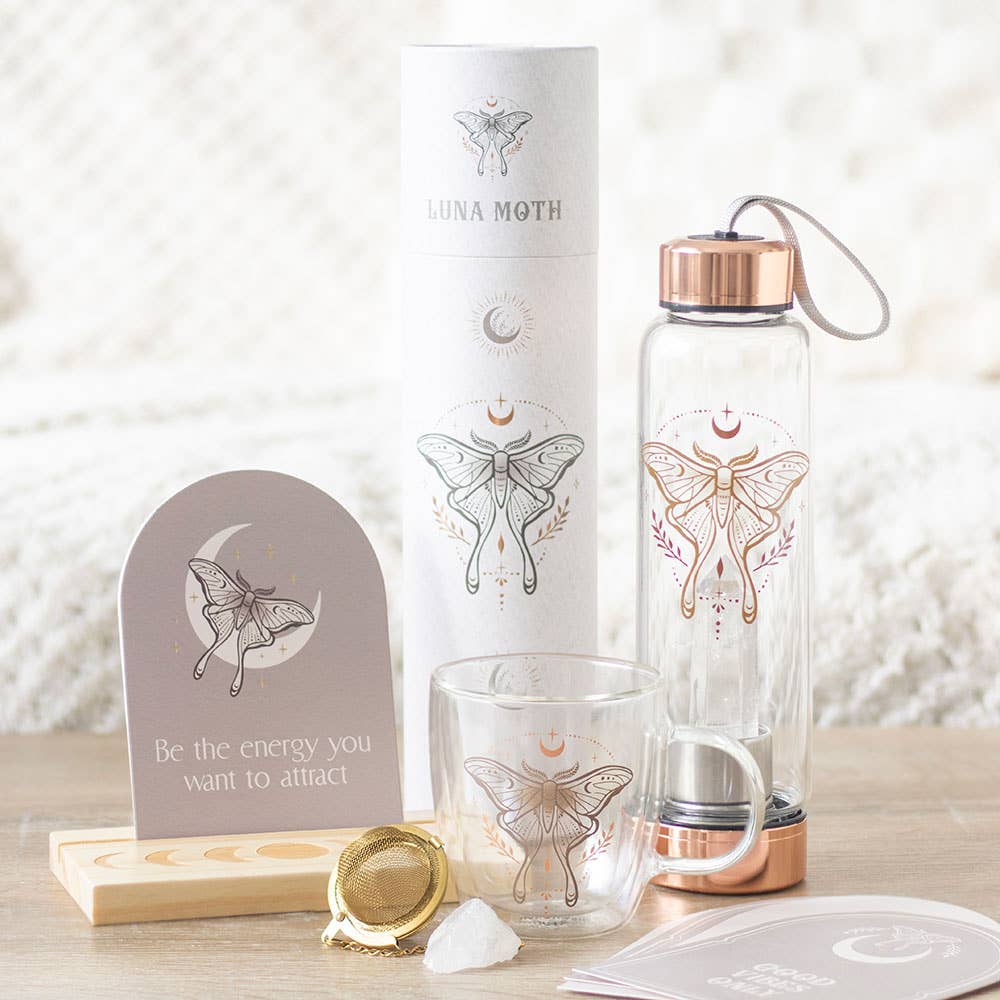 Luna Moth Glass Mug with Crystal Tea Infuser