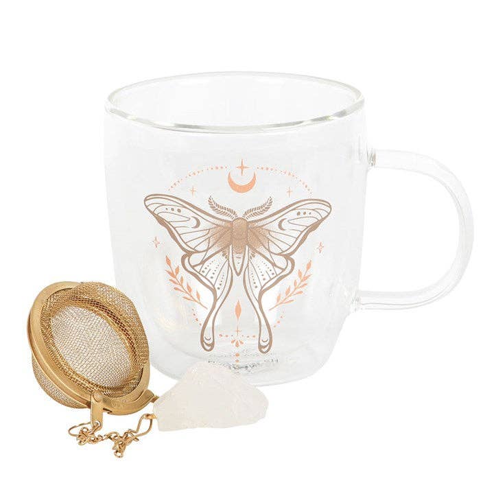 Luna Moth Glass Mug with Crystal Tea Infuser
