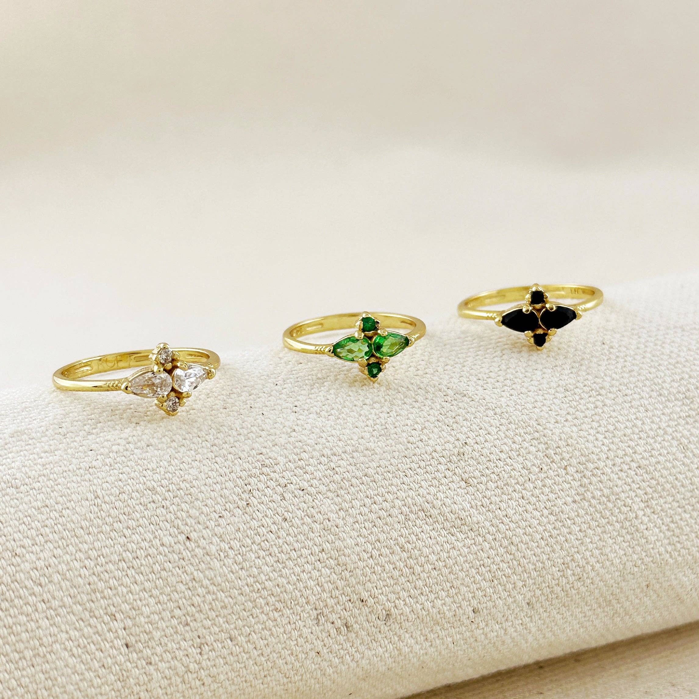 Emerald Vintage Flower Ring