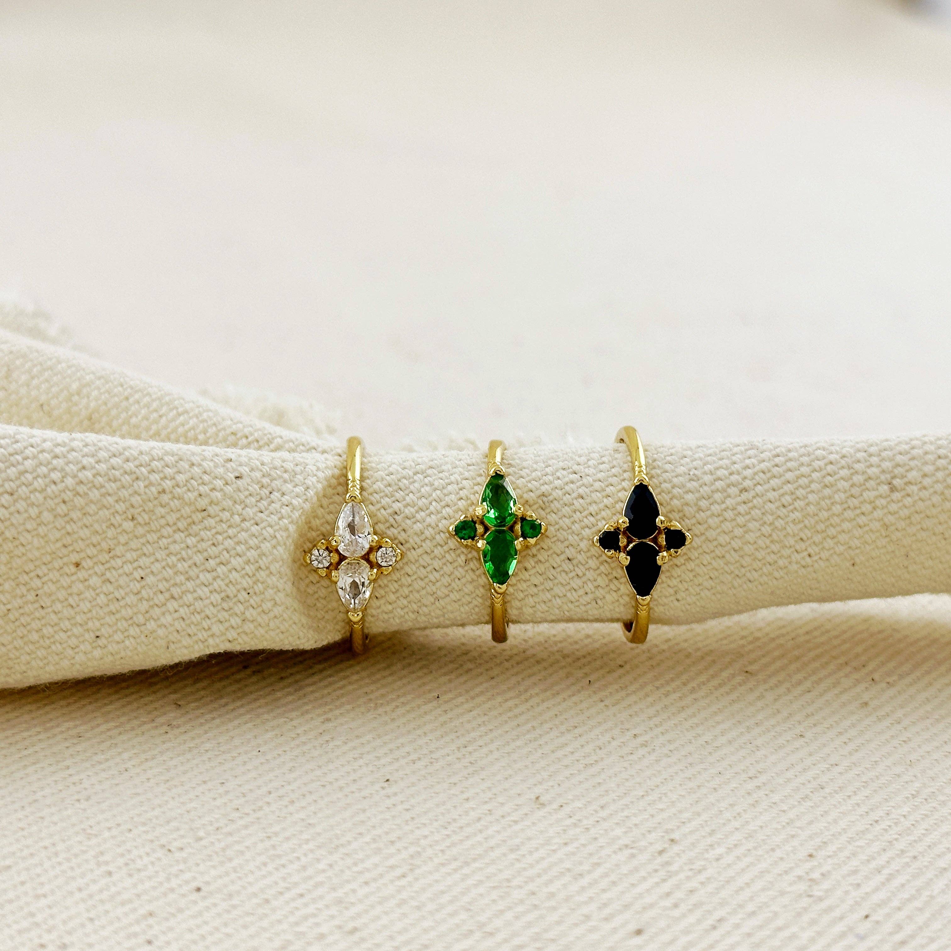 Emerald Vintage Flower Ring