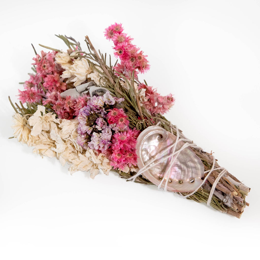 Floral Smudge Wand with Shell