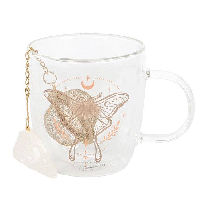 Luna Moth Glass Mug with Crystal Tea Infuser