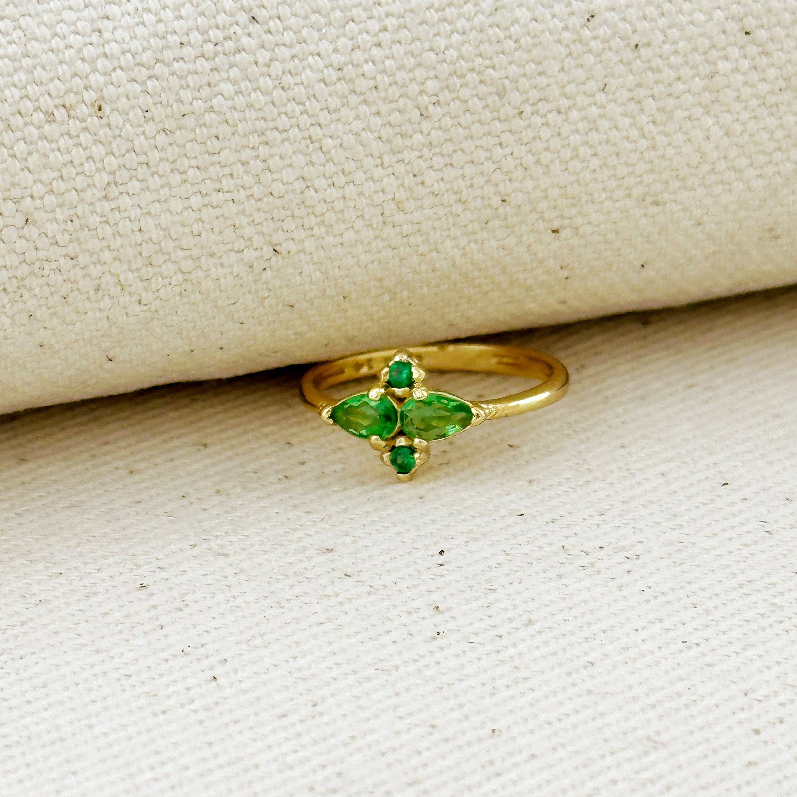 Emerald Vintage Flower Ring
