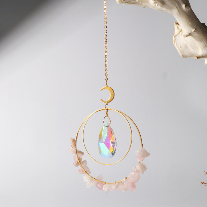 Rose Quartz Prism Suncatcher