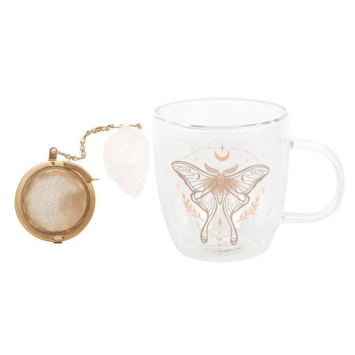 Luna Moth Glass Mug with Crystal Tea Infuser